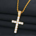 Mens Prong Set Cluster Stone 18k Gold 925 Silver Micro Cross Spiritual Pendant