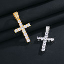 Mens Prong Set Cluster Stone 18k Gold 925 Silver Micro Cross Spiritual Pendant