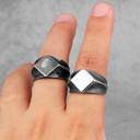 Mens No Fade Stainless Steel Retro Polygon High Fashion Street Wear Rings