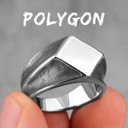 Mens No Fade Stainless Steel Retro Polygon High Fashion Street Wear Rings