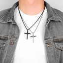 No Fade Stainless Steel 14k Gold Black Rugged Jesus Nail Cross Pendant