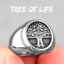 Mens No Fade High Polished Stainless Steel Tree of Life 316L Spiritual Rings