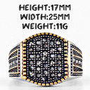 Mens 316L No Fade Stainless Steel Black Simulate Diamond Bling Hip Hop Rings