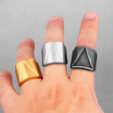 Mens 14k Gold Black Silver 316L Solid No Fade Stainless Steel Cosmic Triangle Rings