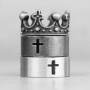 Mens 316L Solid No Fade Stainless Steel Unique Kings Crown Cross Rings