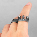 Mens 316L Solid No Fade Stainless Steel Unique Kings Crown Cross Rings