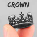 Mens 316L Solid No Fade Stainless Steel Unique Kings Crown Cross Rings