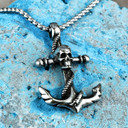 316L Stainless Steel Skull Ghost Anchor No Fade Pendant Chain Necklace