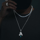 Mens Hip Hop Genuine VVS Diamond Solid Sterling Silver Prayer Hands Cross Pendant