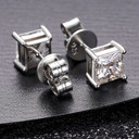 Genuine VVS Diamond 4.5 / 5,5 Solid Sterling Silver Princess Cut Iced Blinged Out Earrings