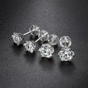 Solid 925 Sterling 6 Claw 0.5/1CT D Color Genuine VVS Lab Diamond Bling Earrings