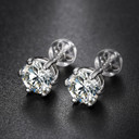 Solid 925 Sterling 6 Claw 0.5/1CT D Color Genuine VVS Lab Diamond Bling Earrings