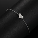 925 Solid Sterling Silver D Color VVS Diamond Adjustable Heart Chain Bracelet 
