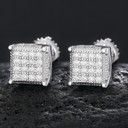 Flooded Ice 925 Solid Silver 3D Cube Genuine VVS Diamond Bling Hip Hop Earrings