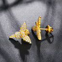 18k Gold 925 Solid Silver Guardian Angel VVS Genuine Diamond Bling Earrings