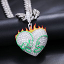 Loyalty Till The End Genuine VVS Diamond Solid 925 Silver Heart Skulls Hip Hop Pendant