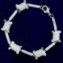 Flooded Ice Barbed Wire Prong Set 24k Gold 925 Silver Hip Hop Chain Bracelets