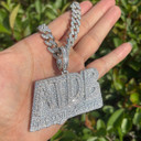 Aint Tryna To Die Broke Flooded Ice Hip Hop Name Plate Pendant Chain Necklace
