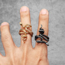 14k Gold Over No Fade Stainless Steel Coiled Snake Street Wear Unique Fashion Rings