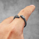 Mens Open Snake Stainless Steel No Fade Street Wear Unique Rings