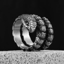 Mens No Fade 316L Unique Fashion Coiled Snake Street Wear Rings