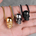 14k Gold Black Hematite over Solid No Fade Stainless Steel Skull Street Wear Pendant