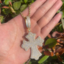 24k Fully Iced Blinged Out Templar Cross Hip Hop Pendant Chain Necklace 