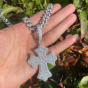 24k Fully Iced Blinged Out Templar Cross Hip Hop Pendant Chain Necklace 