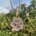 24k 925 Silver Flooded Ice Custom Made Photo Collage Flower Bling Pendant Necklace