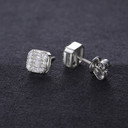 Baguette & Round Prong Set Genuine VVS Diamond Moissanite Solid Silver Bling Earrings