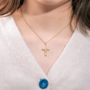 Ladies Spiritual Solid 925 Silver Genuine VVS Mossanite Diamond Cross Chain Necklace