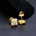 Mens Genuine VVS Diamond Iced Squares Blinged Out Solid 925 Silver Hip Hop Earrings