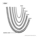 Mens No Fade Solid Stainless Steel Hip Hop Miami Cuban Curb Link Chain Necklace