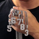 Mens 925 Solid Silver No Fade Real VVS Diamond Lucky Numbers Hip Hop Pendant Chains