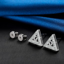 Solid 925 Sterling Silver Ancient Triangle Symbol Bling Hip Hop Real VVS Diamond Earrings