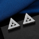 Solid 925 Sterling Silver Ancient Triangle Symbol Bling Hip Hop Real VVS Diamond Earrings