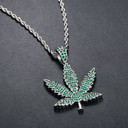 Flooded Ice Green Colorful Stone Iced Blinged Out Weed Leaf Hip Hop Pendant Chain Necklace