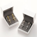 Solid 925 Sterling Silver Huggie Cross Hip Hop Iced Blinged Out Earrings