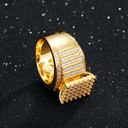 Mens Super Star Studded 18k Gold 925 Silver Hip Hop Micro Pave Rings