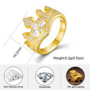Ladies Genuine VVS Diamond Solid 925 Silver Royal Princess Crown Bling Rings