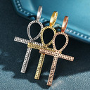 18k 925 Silver Rose Gold Ancient African Original Ankh Cross Hip Hop Pendant