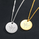 Ladies 14k Gold Over No Fade Stainless Steel I Love Your Hand Symbol Necklace