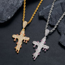 Mens Blood Dripping 18k Gold 925 Silver Hip Hop Street Wear Cross Pendant