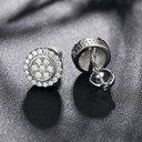 Genuine VVS Diamond Round Wheel Solid Sterling Silver Street Wear Iced Earrings