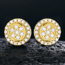 Genuine VVS Diamond Round Wheel Solid Sterling Silver Street Wear Iced Earrings