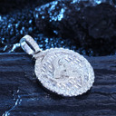 Solid Sterling Silver Ancient Snake Compass Genuine VVS Diamond Baguette Stone Pendant