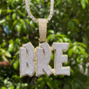 24k Gold 925 Silver Double Layer Custom Name Plate Pave Stone Hip Hop Pendant