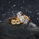 Baguette And Round Stone Luxury 18k Gold 925 Silver Iced Blinged Out Rings