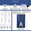 Ladies Solid 925 Silver Genuine VVS Diamond Initial Letter Choker Clavicle Chain Necklace