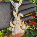 Ladies Iced Blinged Out Luxury Prong Set Bunny Money Bag Hip Hop Necklace